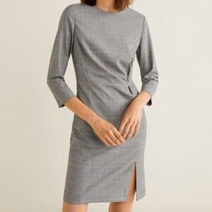 Mango MNG BASICS Grey Plaid Sheath Dress – Size US 4